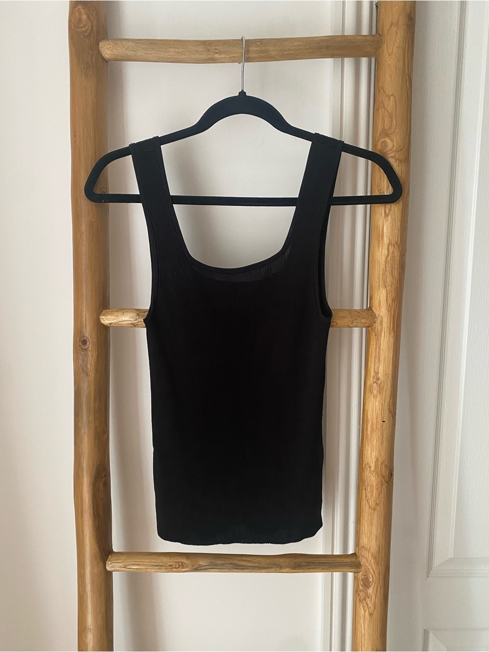 Madewell Rib Square Neck Tank Top Black Size Small Minimalist Lightweight